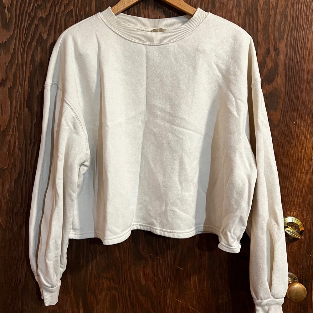 Cream Oversized Cropped Crewneck Sweatshirt - Universal Thread - Size XL